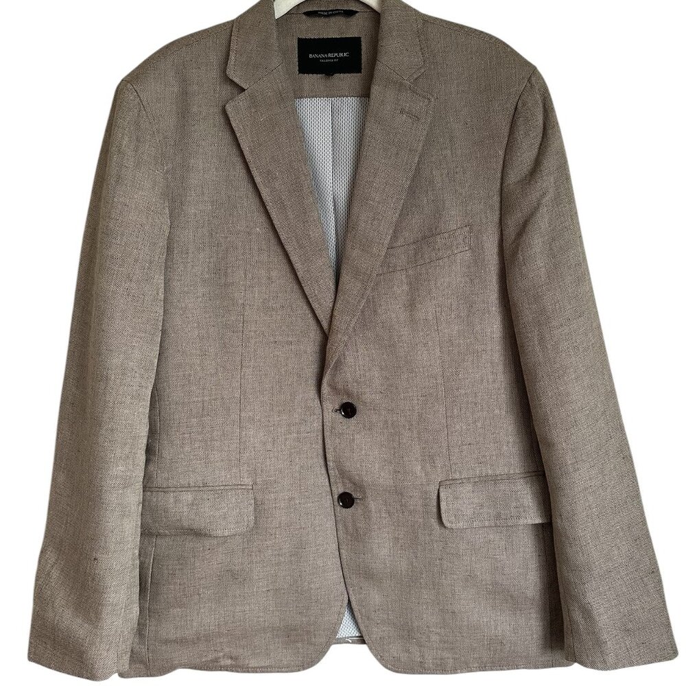 Banana Republic tailored fit tan linen jacket blazer 42S